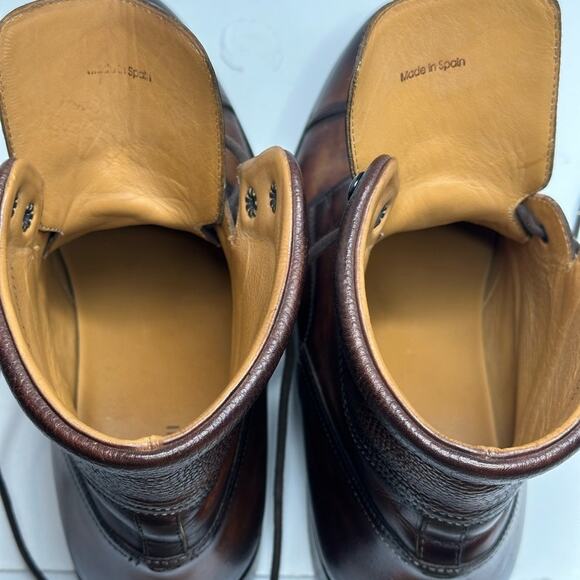 ?MAGNINNI 22490 COGNAC PEBBLEDGRAIN CALF SKIN DERBY LEATHER CAP TOE BOOT 11 1/2 main image 10